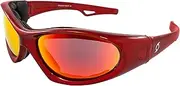 Hurricane Eyewear Category 5 Jet Ski Water-Sport Floating 2-in-1 Sunglasses to Goggles Red Frames with Red Mirror Lenses