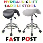 SADDLE Stool Hydraulic GAS Lift Bar Chair Salon Massage Spa Nail Black White