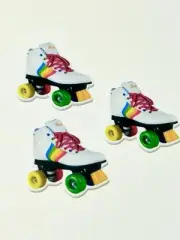 3 Rollerskate Resin Flatbacks, Craft supplies, Hair Bow Centers, Fake Bake, DIY