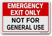Emergency Exit Only Not for General Use Sign, 8x12 Inch, No Trespassing Aluminum Sign