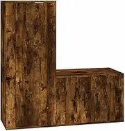 2 Piece TV Cabinet Set in Smoked Oak - Engineered Wood TV Stand for Living Room, Sturdy & Stylish Entertainment Unit with Ample Storage, Modern Home Furniture