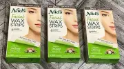 3 Nads Facial Wax Strips Hypoallergenic All Skin Types Facial Hair Removal 72Ct