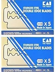 KAI Stainless Steel Double Edge Safety Razor Blades, 10 blades (5x2)