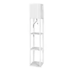 Emitto Floor Lamp Storage Shelf LED Wood Standing Reading Corner Light White