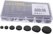 FUNOMOCYA 170pcs Assorted Rubber Grommets Set Wire Protection Electrical Automotive Use Closed Hole Grommet Kit for Home Office