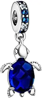 [ZURWTCH] Murano Glass Dark Blue Sea Turtle Dangle Charm Fit Women Bracelet Necklaces Fashion Gifts 925 Sterling Silver DIY Jewelry