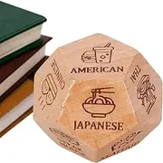 Food Decision Dice - Wooden Dating Decision Dice, Reusable Couple Game, 12-Sided Dating Fun for Husband Wife