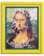 Empire Art Direct "Graffiti Mona Lisa" Hand-Painted Embellished Canvas Wall Art with Baroque Frame