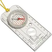 U6867 Waterproof Orienteering Compass – Acrylic Navigation Compass with Neck Lanyard + Magnifying Glass – Expedition Map Reading, Camping, Mountaineering, Hiking, Army & Outdoor Activities