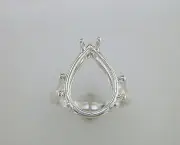 (16x12 - 20x15 mm) Pear Shape Split Shank Ring Setting Sterling Silver
