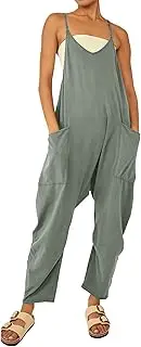 [Kinghua] Jumpsuits for Women Loose Fit Casual Spaghetti Strap Baggy Overalls Harem Jumpers with Pockets