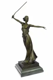 Hand Made Greek Mythology Athena Female Warrior with Sword Bronze Sculpture Deal