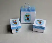DOLLHOUSE MINIATURE ~ PETER RABBIT SHOPPING BAG & BOX SET ~ HANDMADE