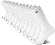 [Calvin Klein] Men's Crew Socks - 12 Pack Performance Cushioned Comfort Mid-Calf Socks - Athletic Socks for Men (Sizes: 7-12)
