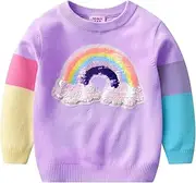 Julerwoo Toddler Girls Knit Crewneck Sweaters Graphic Embroidery Pullover Sweater Tops