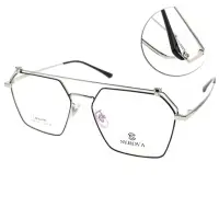 在飛比找momo購物網優惠-【SEROVA】懷舊復古款眼鏡(黑-銀#SL326 C36)