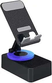 Induction Speaker Mobile Phone, Portable Rechargeable Phone Stand Speakers 15.3x10.4x6.5cm, Non-Slip Design Music Supplies for Smartphones and Tablets, Black, Silver