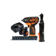 SP Tools 2Pcs 12V Mechanics Power Wrench Combo Kit - Impact & Ratchet 105Nm