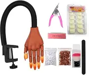 Practice Hand for Acrylic Nails, Flexible Nail Practice Hands Training Kits, Fake Manican Hands for Nails Practice, Movable Nail Maniquin Hand with 300PCS Nail Tips, File, Brush and Clipper