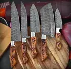 Handmade HAND FORGED DAMASCUS STEEL CHEF KNIFE Set Kitchen Knives Set for Gift