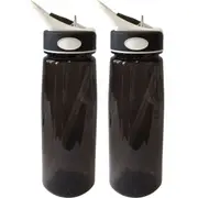 2x 800ml Sucker Large Drinking Water/Juice Drinks Sports/Gym Bottle Straw Black