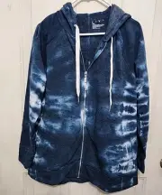 Lane Bryant Livi Activewear Blue White Tie Dye Hoodie Jacket Size 10/12 New