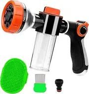 Pup Jet Dog Wash,High Pressure Hose Foam Sprayer Water Gun Garden Hose Nozzle 8 Spray Patterns with Soap Dispenser Bottle for Watering Showering Dog Washing Attachment Pet Shower Bath Tool