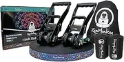 ZenMonkey 1" Slackline Kit with Dual Ratchet System, Two-Tone Webbing, 82ft Length, Tree Protectors and Carry Bag