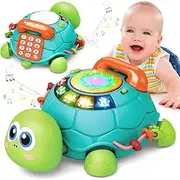 Baby Toys 6 to 12 Months, Musical Turtle Crawling Baby Toys for 12-18 Months, Early Learning Educational Toy with Light & Sound, Birthday Toy for Infant Toddler Boy Girl 7 8 9 10 11 month 1-2 Year Old