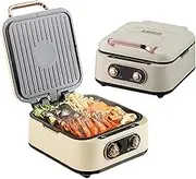 Electric Indoor Frying Pan, Bbq Hot Pot, Quesadilla Maker, Indoor Grill, 1600 Watt Adjustable Temperature, Easy To Clean, Reversible Non-stick Pan, Removable Fry Pan, 2 Adjustable Temperature Cooking