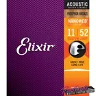 Elixir E16027 Phosphor Bronze Nanoweb Coating 11/52 Acoustic Guitar Strings
