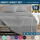 Multiple Colors Soft Fitted Sheet Set 2000TC Single Double King Queen Bed Sheets