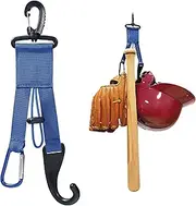 Baseball Softball Gear Hanger,3 in 1 Dugout Organizer Baseball Bat Holder with Glove Clip and Helmet Hook for Badminton Baseball Softball Fence Bag Bottle Training Hiking Camping Accessories (Blue)