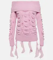 [Blumarine] Blumarine Rushed off-shoulder wool sweater AU 10 pink