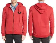 True Religion Brand Jeans Men's Big Horseshoe Moto Jacket Hoodie Sweatshirt Red