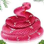 Hiboom Giant Snake Plush Large Stuffed Animal Snake Realistic Stuffed Snake Lifelike Plush Snake Toy Gifts for Birthday Party Prank Props (Pink,71 Inch)