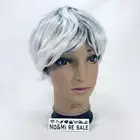 RENERSHOW Layered Gray Wavy Wigs for White Women Short Hair Ombre Gray Pixie Syn