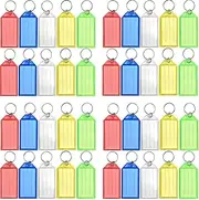 40 Pcs JUYOU Key ID Label Tags Color Keyring Holder Tags with Label Window, Assorted Colors / 5 Colors