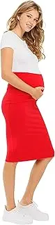 [My Bump] Women's Comfort Stretch High Waisted Tummy Control Midi Maternity Pencil Skirt Made in USA