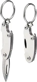 2-Pack Olive-Shaped Stainless Steel Folding Knives – Compact, Multi-Functional EDC Tool with Bottle Opener, Keychain Attachment, and Sharp 7Cr Steel Blade (1.65" Closed, 0.35 oz)