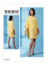 VOGUE SEWING PATTERN 1614 MISSES 6-14 SEMI-FITTED DRESS W/ ASYMMETRICAL OVERLAY