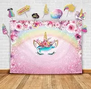 Sparkly Floral Unicorn Theme Photography Backdrop and Studio Props DIY Kit. Great as Photo Booth Background Rainbow Birthday Party Supplies and Pink Princess Baby Shower Decorations