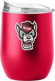 Logo Brands NCAA NC State Wolfpack 16oz Flipside Powder Coat Curved Beverage Tumbler - Double-Wall Insulation, Non-Slip Silicone Base, Keeps Drinks Hot or Cold