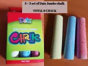 9 PCS Jumbo Coloured Chalk Kids Classic Craft Art Chalk Non TOXIC 10 CM LONG