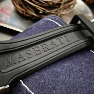 【MASERATI 瑪莎拉蒂】MASERATI手錶型號R8871624003(寶藍色錶面銀錶殼深黑色矽膠錶帶款)