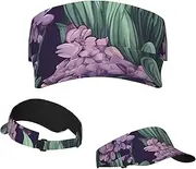 [RLDOBOFE] Sun Visor Hat Adjustable Empty Top Baseball Cap Hyacinth Purple Flowers Sun Hats for Women Men Sunscreen Visor Caps Summer Beach Sports Hats, Black, One Size