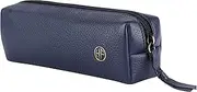 [HAMMONDS FLYCATCHER] Leather Utility Pouch - Multi-Use Genuine Leather Pencil Case, Cosmetic Pouch, Stationery Pouch, Coin, Makeup Brush Pouch for Women & Men - School & Office Organizer, Blue, Luggage