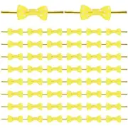 100-Pack Mini Craft Ribbon Bow Twist Ties,1.2x0.6 Inch for Craft[Light Yellow]