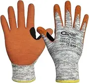 QEARSAFETY 1 Pair Cut Level 5,HPPE/Glass Fiber Knitted Liner, Palm Sandy Foam Breathable Nitrile Rubber Coated Work Safety Gloves, Anti-slip, Abrasion, Thumb Crotch Reinforced,ISO13997 Cut Level D…