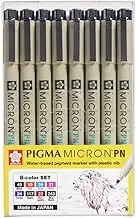 Sakura Pigma Micron PN line Drawing 8 Color pens Set, Bible journaling Study kit, Assorted colors